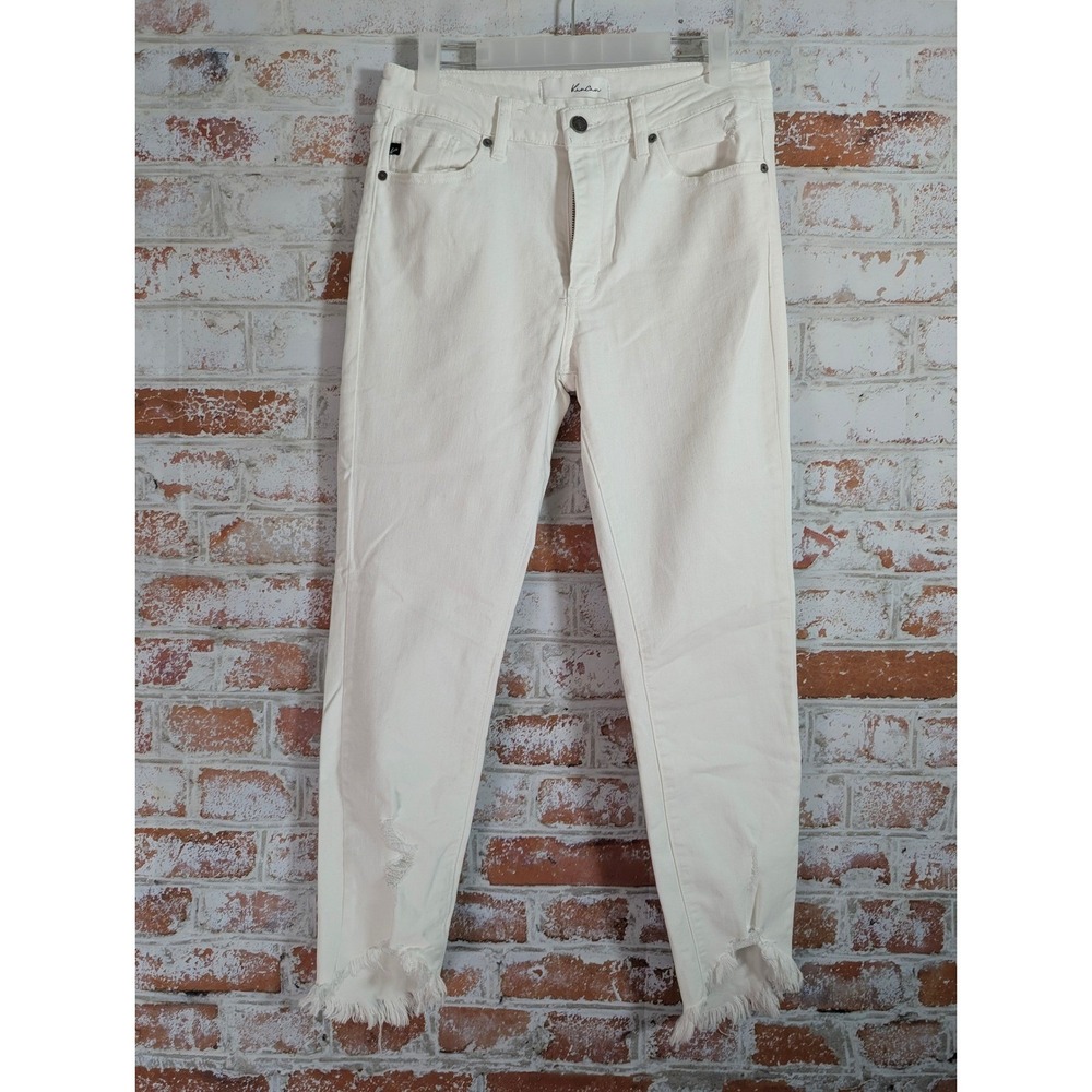 KanCan Skinny Jeans Womens 9/28 White Frayed Step Hem Distressed KC8395WT
